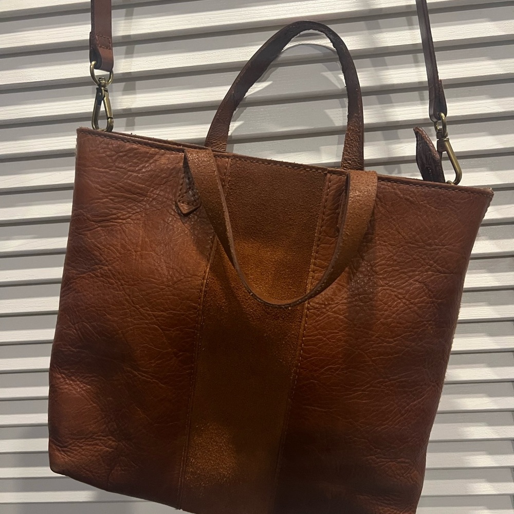 Madewell Brown Leather Accent Tote